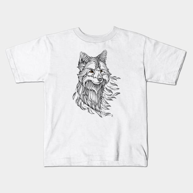 Fading Fox Kids T-Shirt by monochromefrog